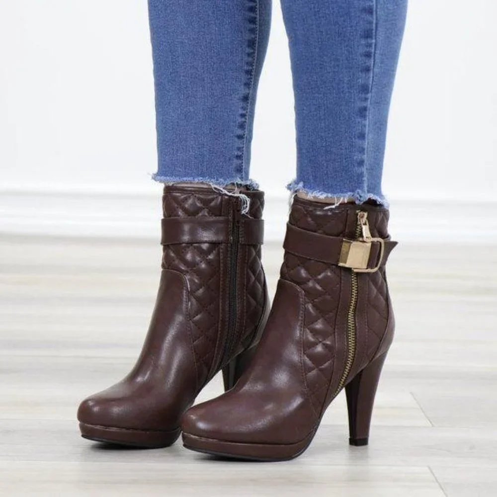 Platform High Heel Ankle Boots light Fur inside - Picture 13 of 13